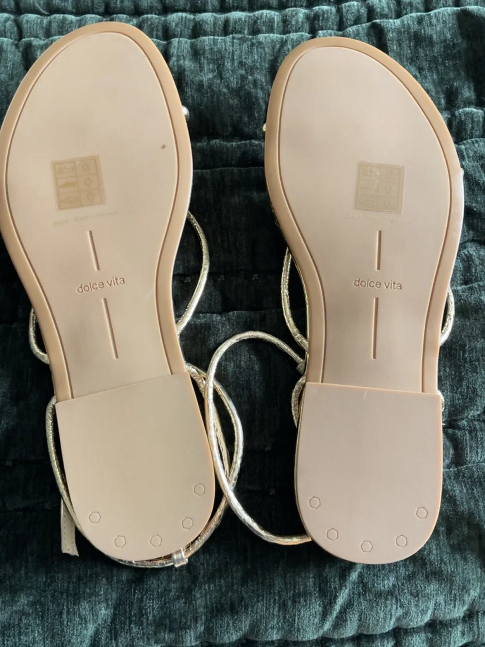 Dolce Vita Gold Metallic Strappy T‑Bar Sandals